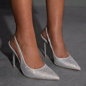 Silver Sexy Elegant Women's Rhinestone Pumps